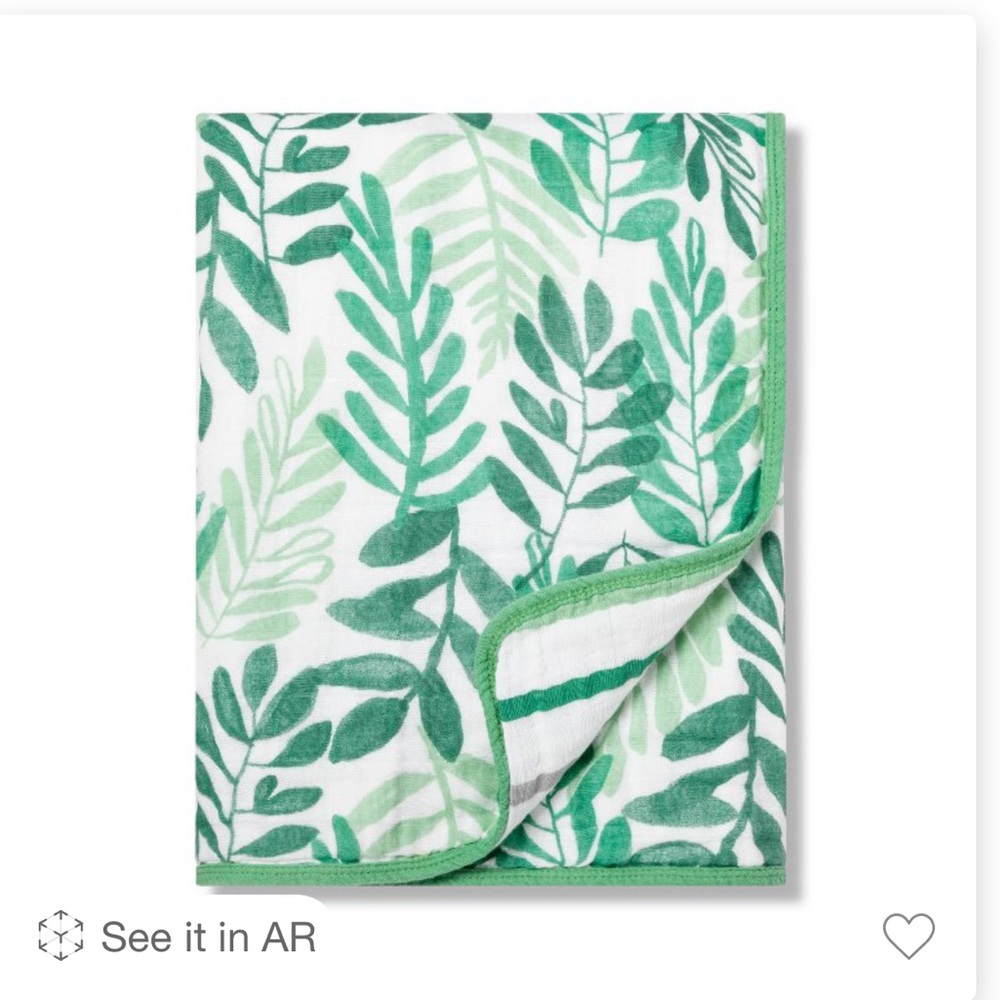 NWT | Baby Blanket Green Ferns  Muslin | 42” x 42”